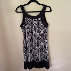 AUW Black & White Geometric Print Party Dress Size Medium M
